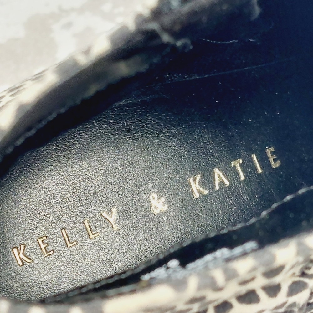 NEW Kelly & Katie Arina Animal Print Black White High Heel Ankle Boots D839 - Picture 10 of 12